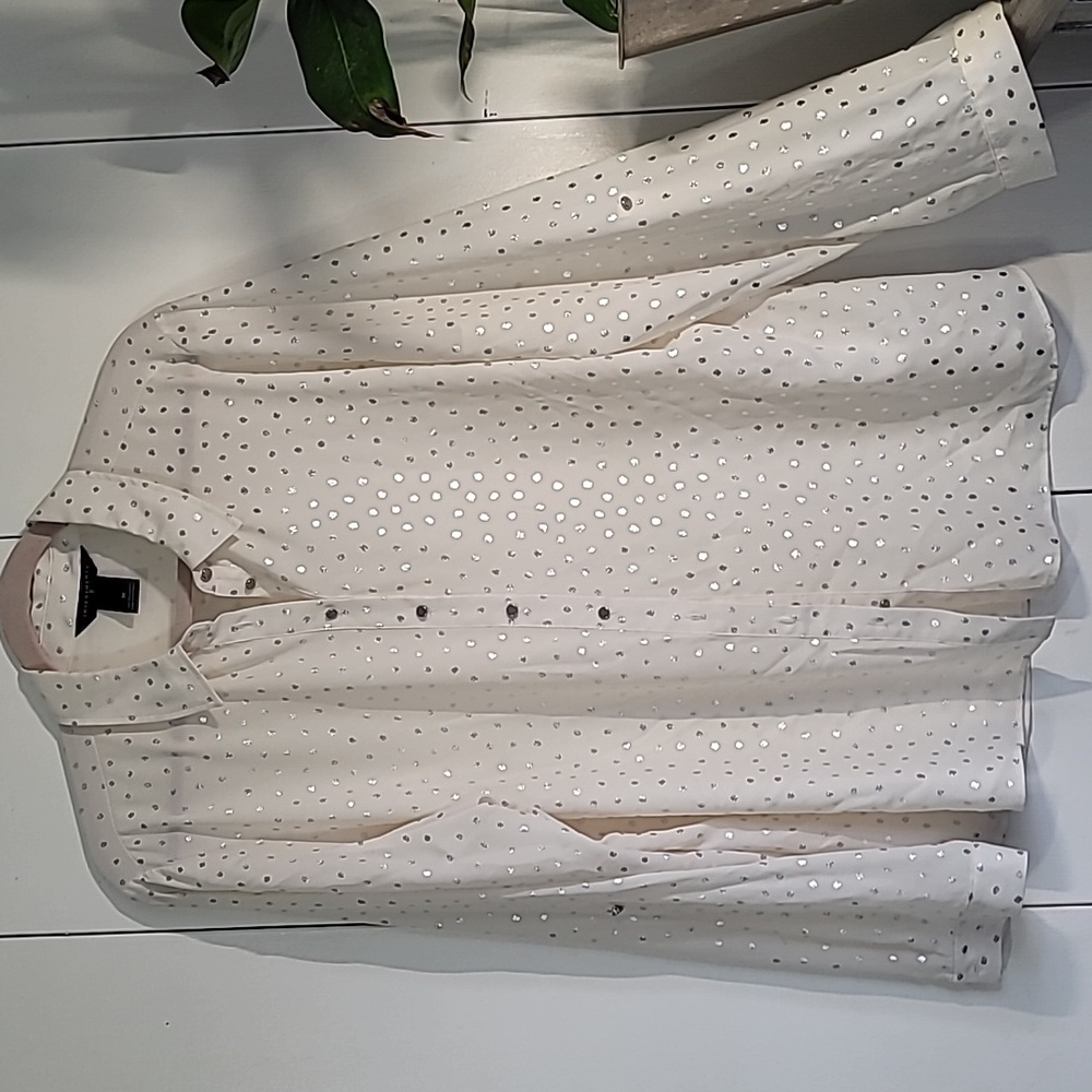 Investments Ivory Blouse with Metallic Dots